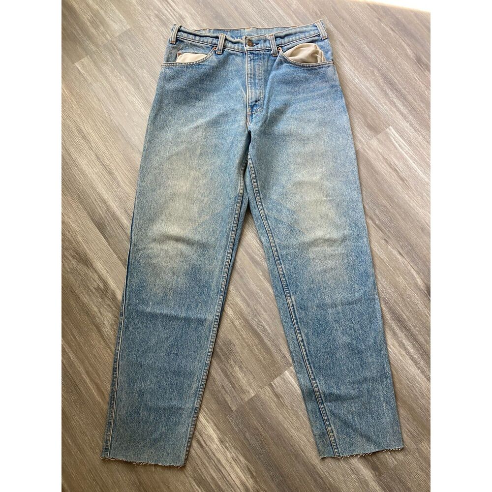Vintage 80s Levi's Orange Tab USA Made Light Wash Snow Raw Hem Grunge 31x30